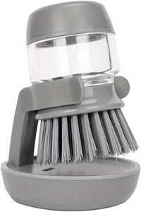 Timber Kitchen Dish Brush, Soap Dispensing Palm Scrub Brush with Drip Tray, Washing Brush for Dishes Pots Pans Sink Cleaning