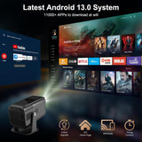 Projector【Android TV/Auto Keystone】with WiFi 6 & Bluetooth,Native 1080P and Support 4K Home Video Projector, Home Cinema,180° Rotat
